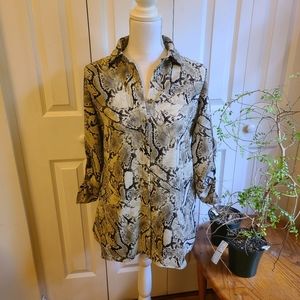 Snakeskin Print Notched Neck Blouse